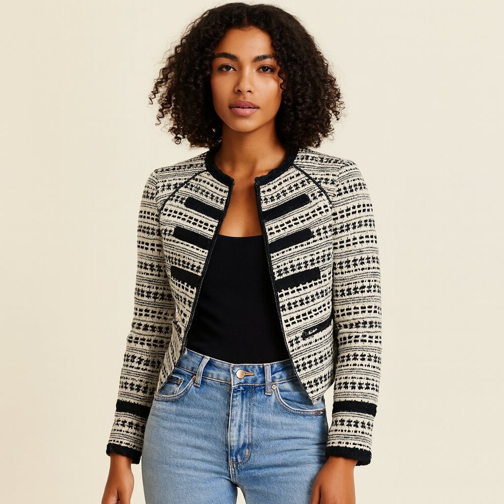 Juicy Couture Black & White Patterned Jacket coat